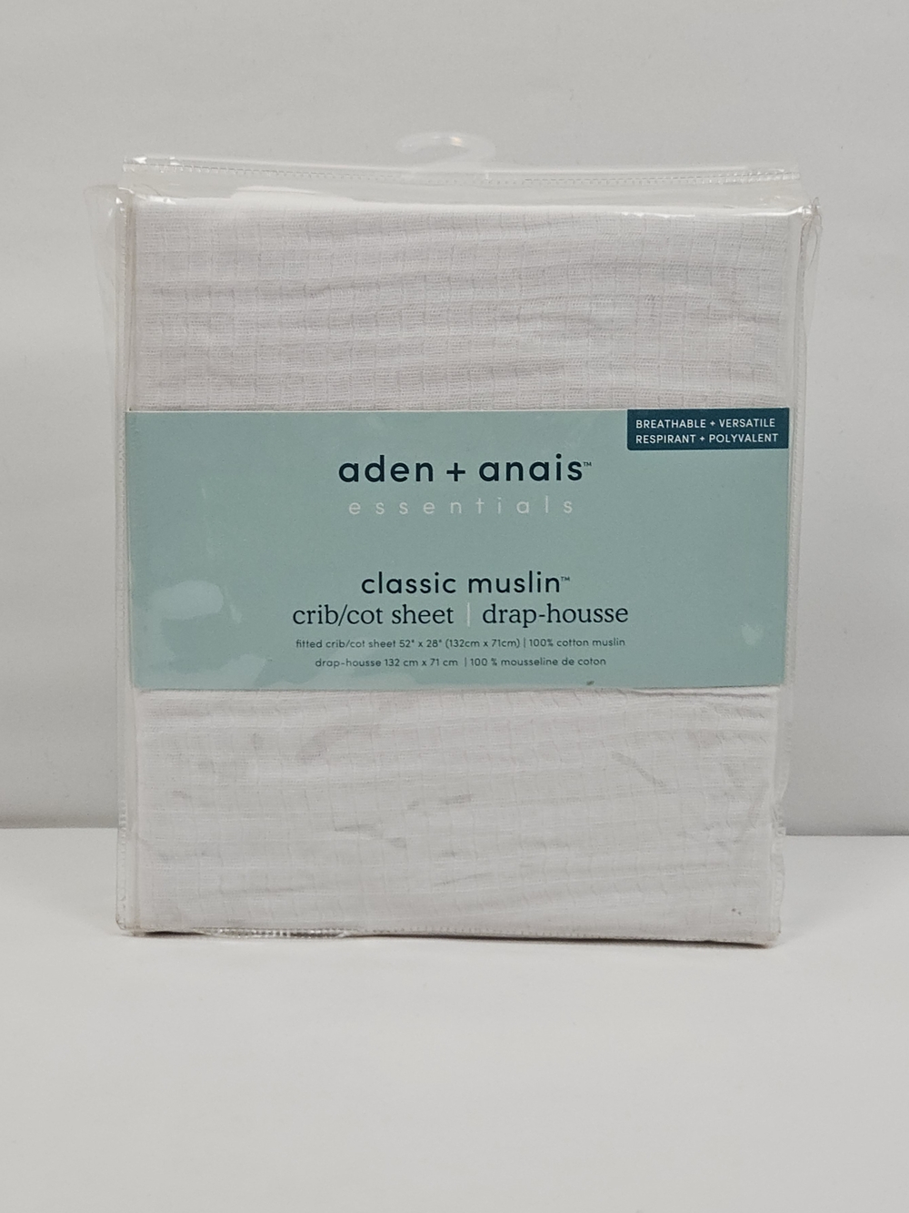 aden + anais Classic Muslin Crib Sheet White Breathable Cotton